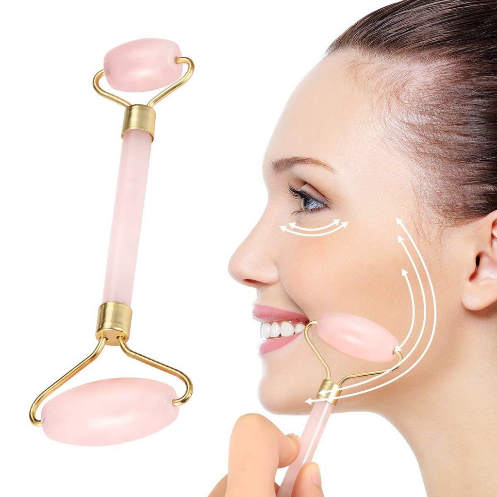 Facial Massage Jade Rose Quartz Skincare Face Roller Natural