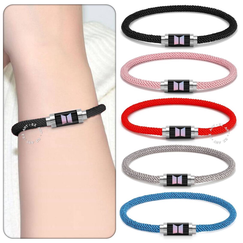 GELANG KPOP BTS TALI SERUT NYLON HONGKONG MILAN ROPE KAIT TABUNG STAINLESS STEEL KACA EPOXY