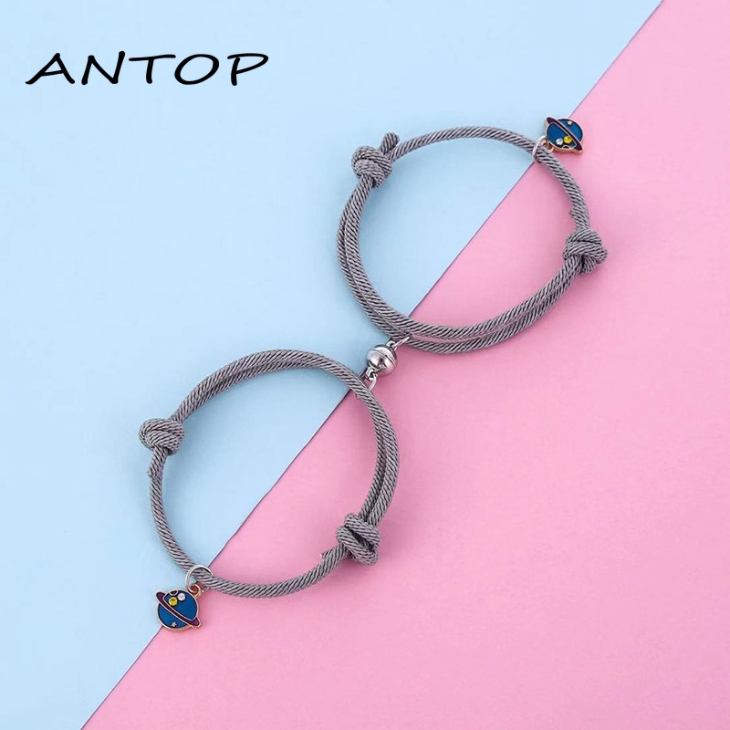 2 Pcs/(1 Pasang) Gelang Couple Magnet Gelang Tali Couple Magnet Attract Persahabatan Tangan Bracelets ANTOP