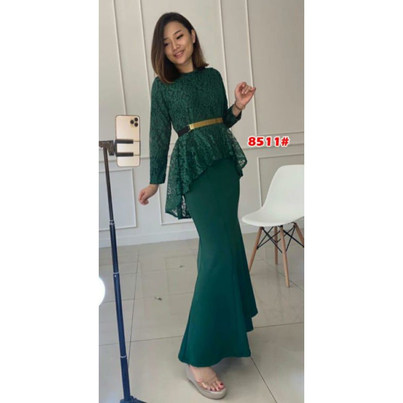 8511# longdress fashion ekor pesta/+FREE BELT BESI