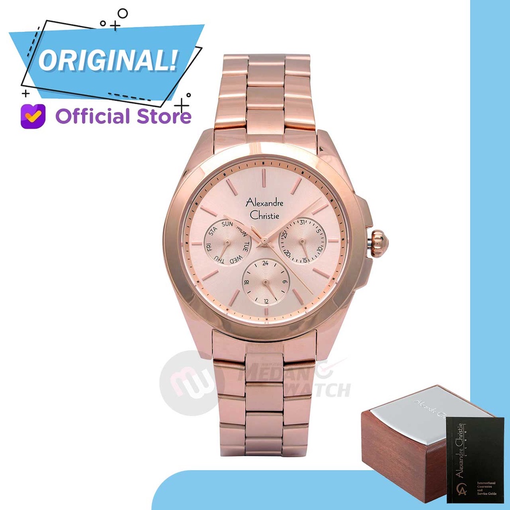 Jam Tangan Wanita Analog Alexandre Christie 2977BF AC2977 AC 2977 BF 2977 BFBRGLN Original Garansi R