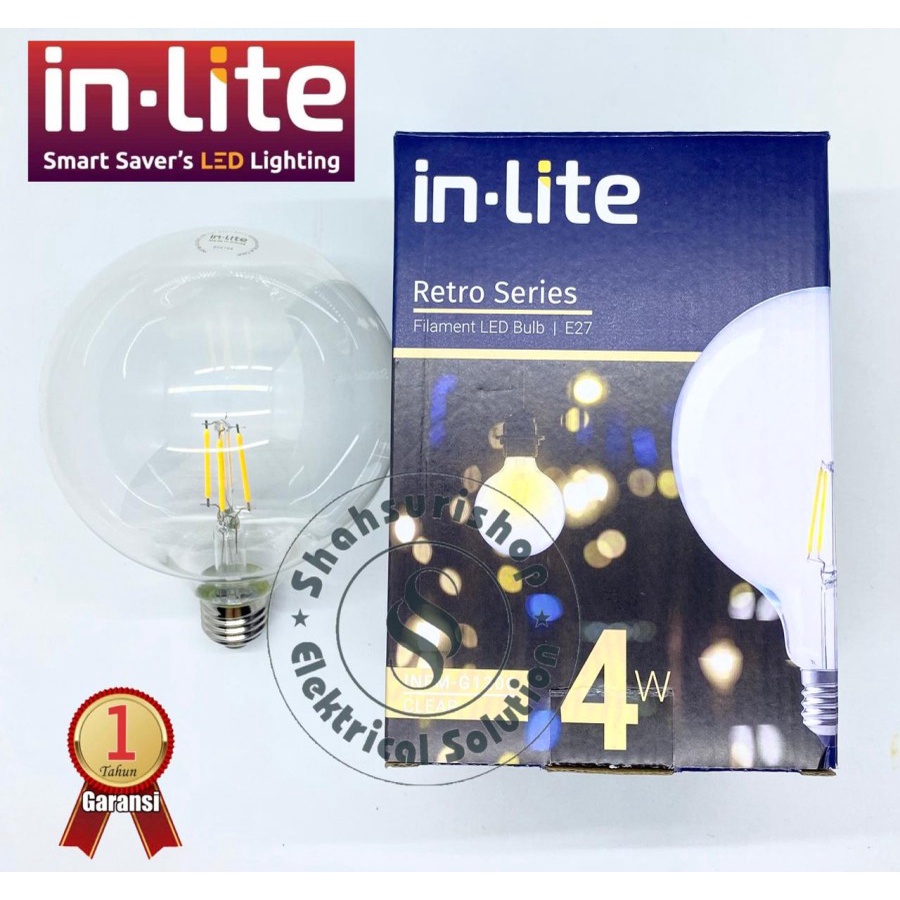 IN LITE RETRO SERIES FILAMENT CAFE BULB E27 INFM G120C CLEAR 4W KUNING