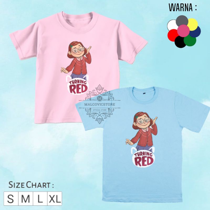 Kaos Anak Turning Red Perempuan/Baju Anak Perempuan/Kaos Turning Red/Baju Anak T-shirt Anak Gambar T