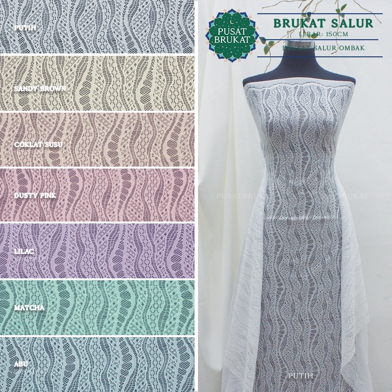 KAIN BROKAT MALIKA KAMALA  / BRUKAT SALUR OMBAK 22771 LEBAR 150CM [Harga per 0.5m]