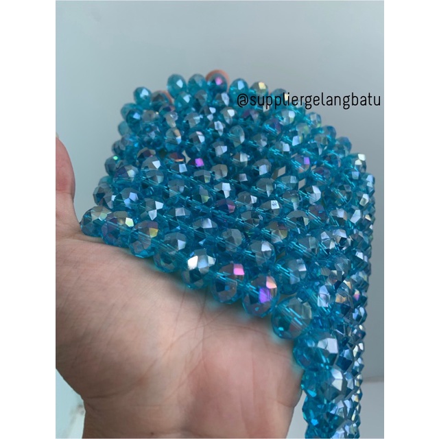 Crystal Ceko 14mm Soft Blue QUARTZ kristal kuarsa biru laut bahan craft bahan kalung gelang anting strap mask kerajinan tangan craft citayam fashion week etink vintage elegan bali manik crystal