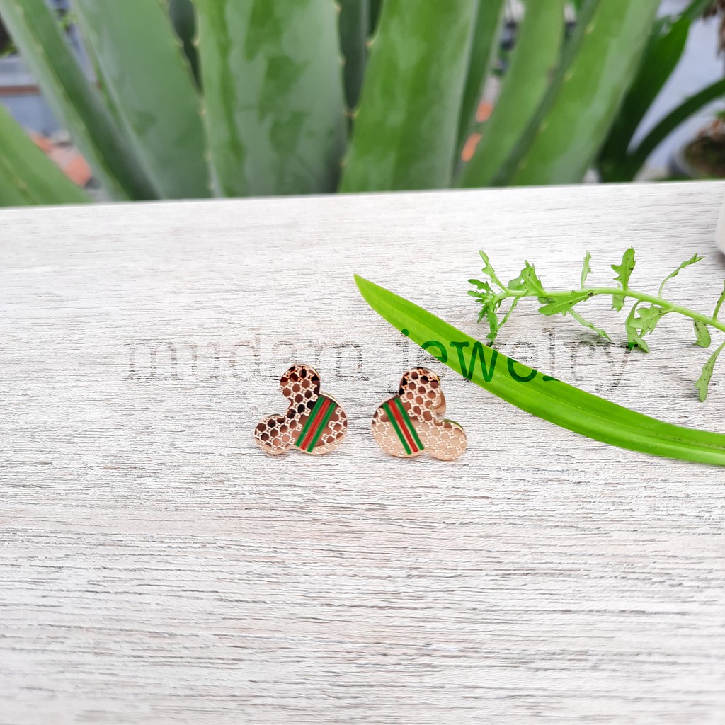 Anting Tusuk Titanium Gc Karakter Mickey Tersedia Warna Rose Gold, Gold dan Silver