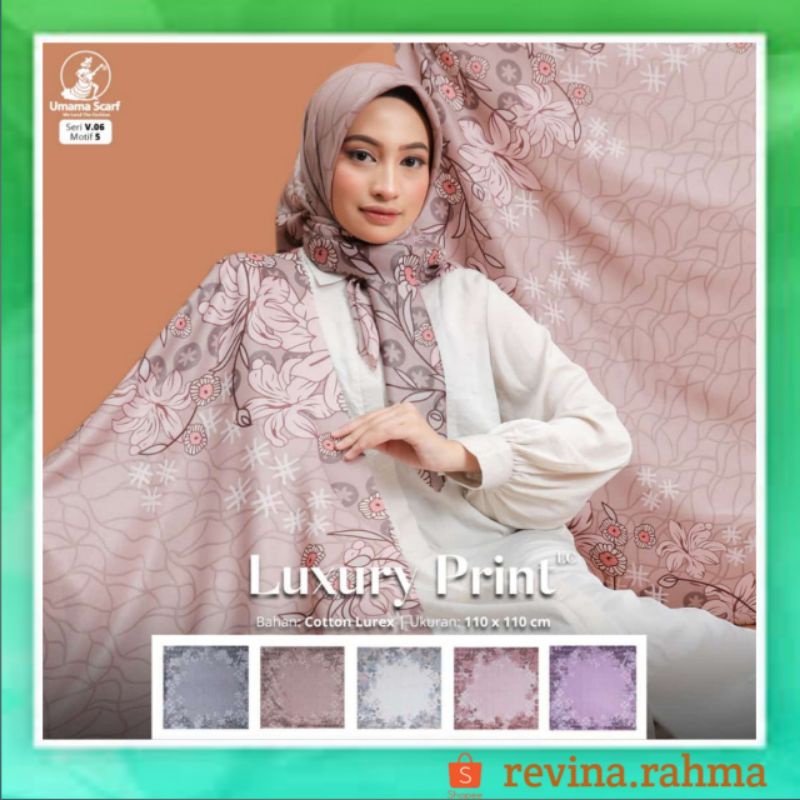 Hijab Segiempat motif luxury print Lc Umama 100% produk original hijab pesta, kerudung segiempat mot