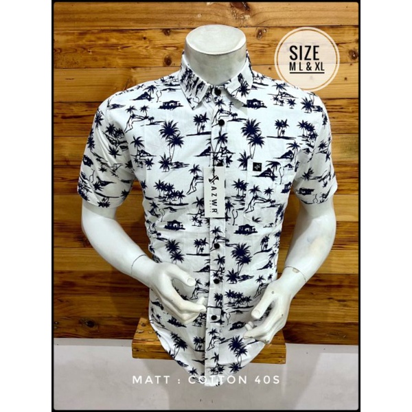 KEMEJA PRIA LENGAN PENDEK, KEMEJA CASUAL KUALITAS DISTRO,[BISA COD] KEMEJA BATIK PRIA AZWR ORIGINAL 