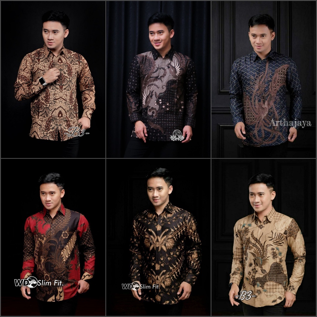 BATIK LENGAN PANJANG size M L XL XXL model Reguler Bahan Batik Katun Ori Kemeja Batik Pria