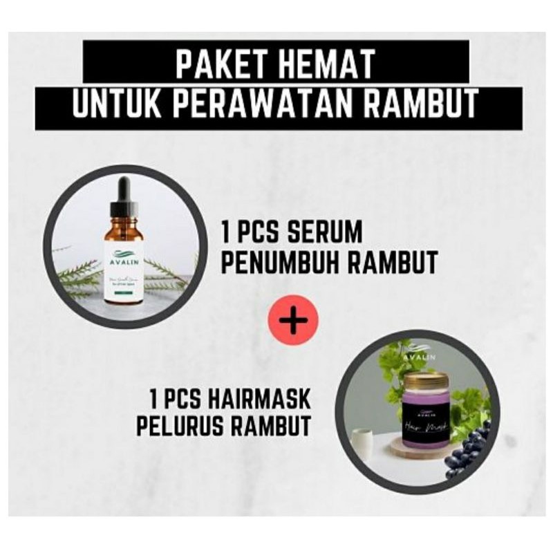 PAKET HEMAT AVALIN Hair Growth Serum + Smoothing Hair Mask Treatment