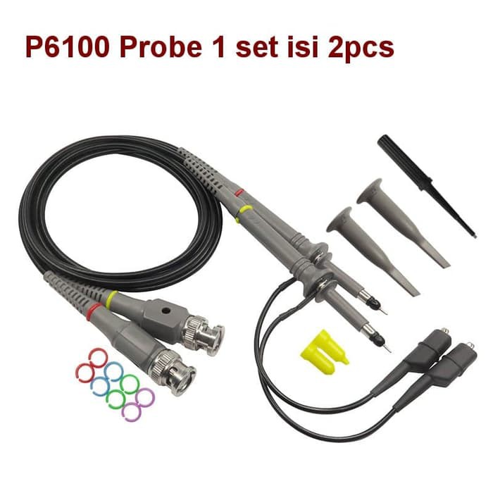 Probe Osiloskop P6100 100Mhz Oscilloscope Probe X1 X10 1 set 2 pcs