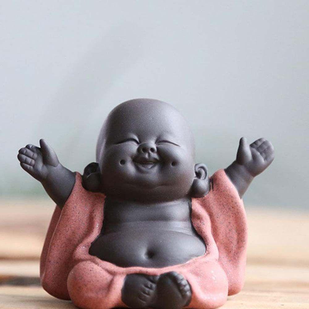 Lanfy Maitreya Buddha Figure Untuk Anak Hadiah Dekorasi Desktop Patung Kartun Buddha Tangan Ukiran Teahouse Ornamen Koleksi Figure Patung Teh Ornamen Mobil