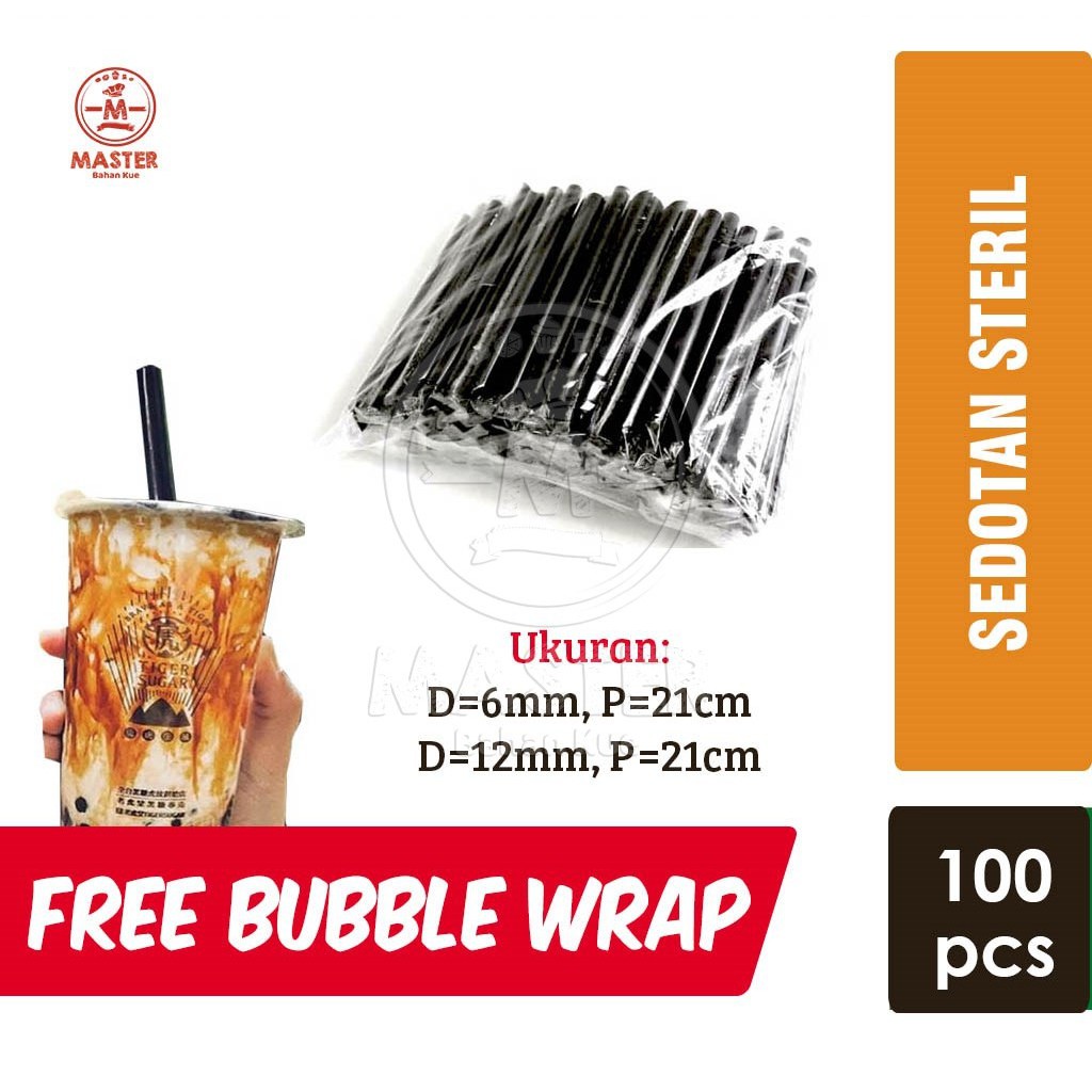 Sedotan Steril Boba Warna Hitam [1 pack isi 100pcs]