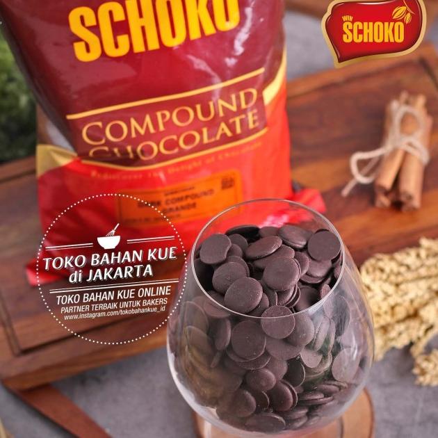 

Schoko Dark Compound Chocolate Coin 1Kg Coklat Koin Baking Keping Enak