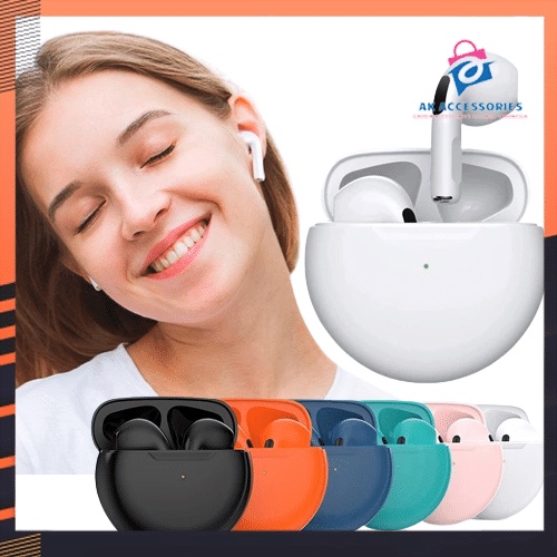 AK EARPHONE BLUETOOTH PRO6 TWS WIRELESS 5.0 / EARBUDS HD BASS LONG BATTERY