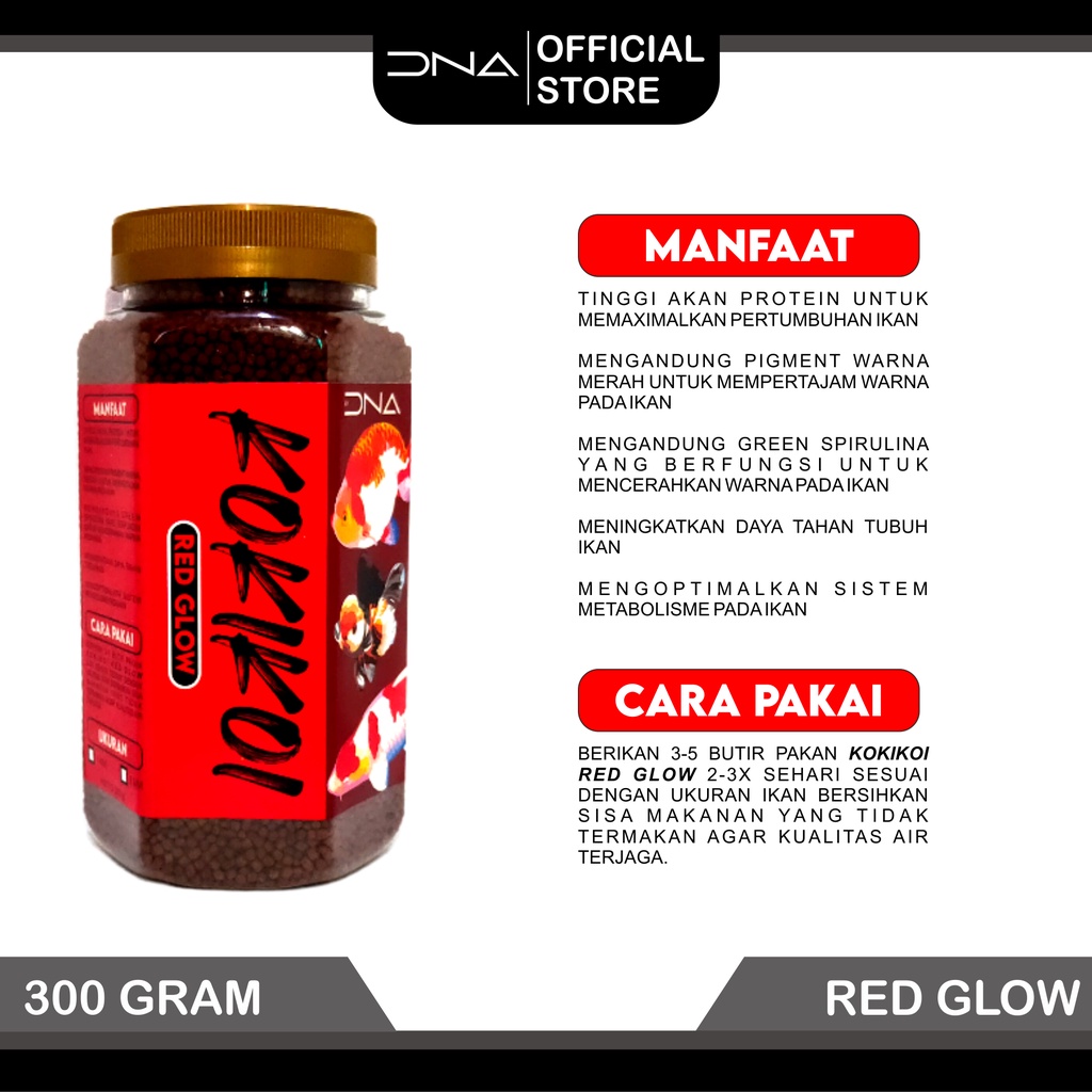 KOKIKOI RED GLOW 300 gr pakan untuk goldfish dan koi super red koki