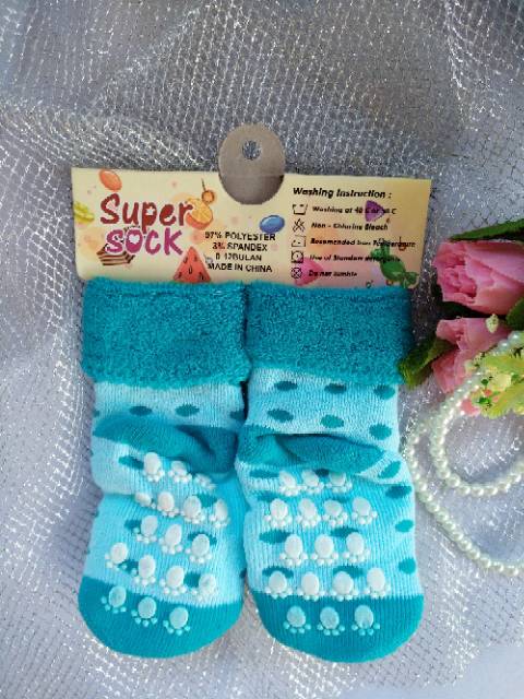 KAOS KAKI BAYI PEREMPUAN LAKI LAKI IMPORT TERMURAH MOTIF BONEKA LUCU 0003C BIRU MUDA ANAK BALITA