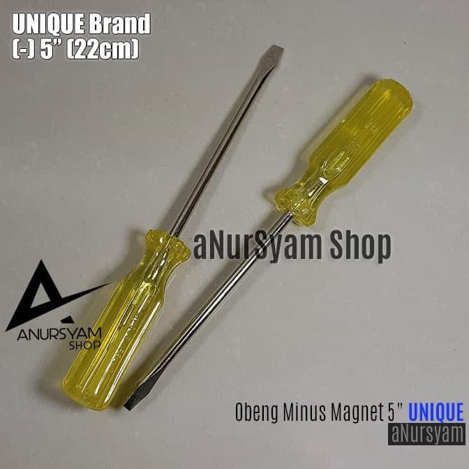 Obeng Minus Magnet 5" UNIQUE Panjang 22cm / Obeng Magnet Min 5 Inc anursy44