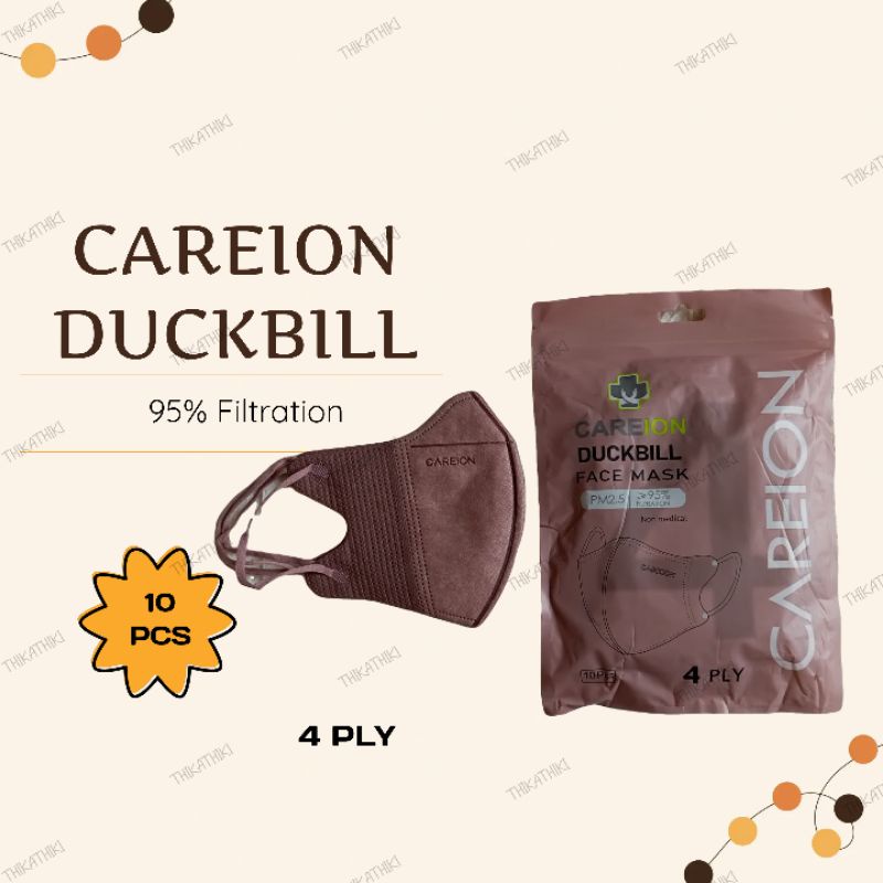 MASKER DUCKBILL CAREION 4 PLY ISI 10 PCS, MASKER DUCKBILL WARNA TEBAL, MASKER DUCKBILL WARNA EMBOS T