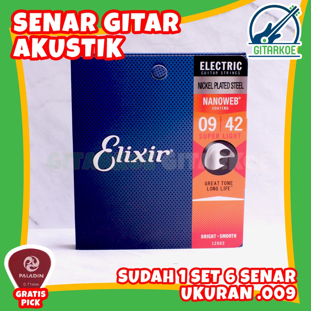 Senar Gitar Elixir Elektrik Anti / Tahan Karat Ukuran 009 042 Nano Web