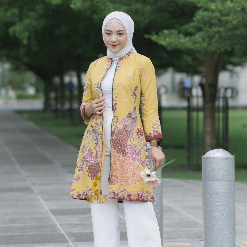 Anastasya Tunik Panjang Batik Wanita Prabuseno Atasan Formal Batik Kerja Kantor Outer Muslimah Panja