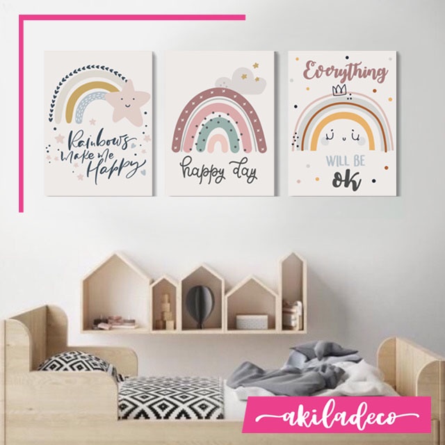 Poster dinding Kamar Anak Walldecor Rainbow Pelangi Dekorasi rumah Hiasan Alhamdulillah
