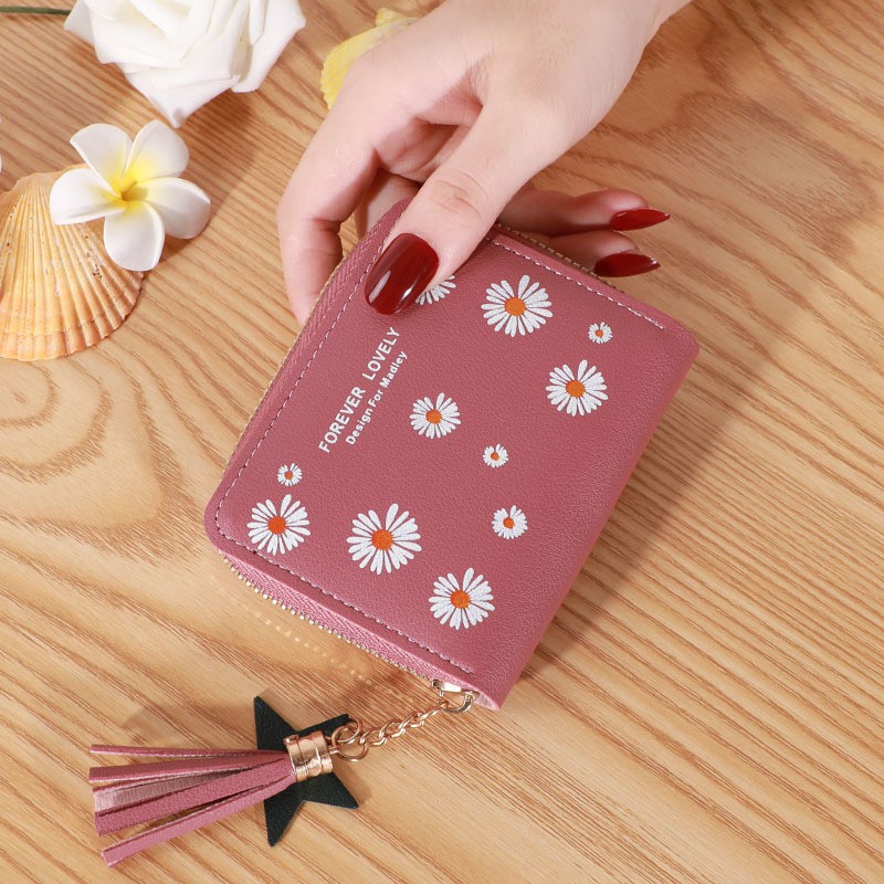 ♥TMALL88♥ Dompet Wanita Kecil Motif Bunga Daisy Dompet Kecil Wanita import motif Bunga