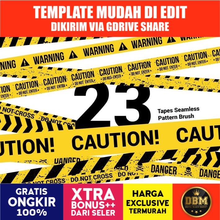 23 Caution Tapes Seamless Pattern Brush