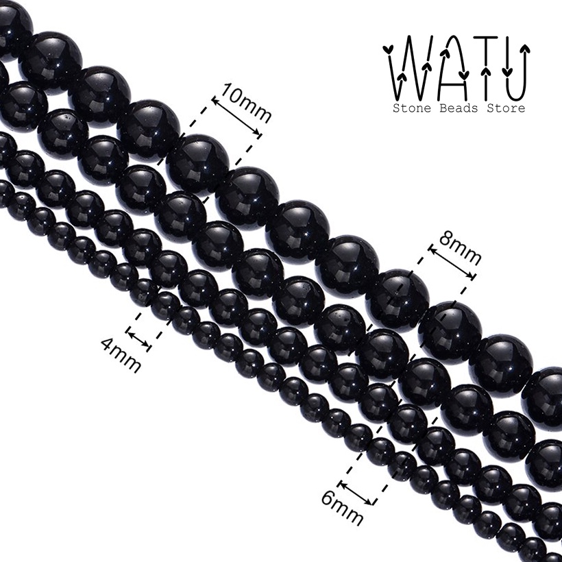 Manik Batu Alam Black Onxy Stone Beads Rounded