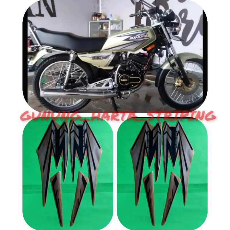 Striping Stiker Lis Les Body Motor Yamaha RX-KING 2002 Full Set Motif Standar Original Warna Hitam G