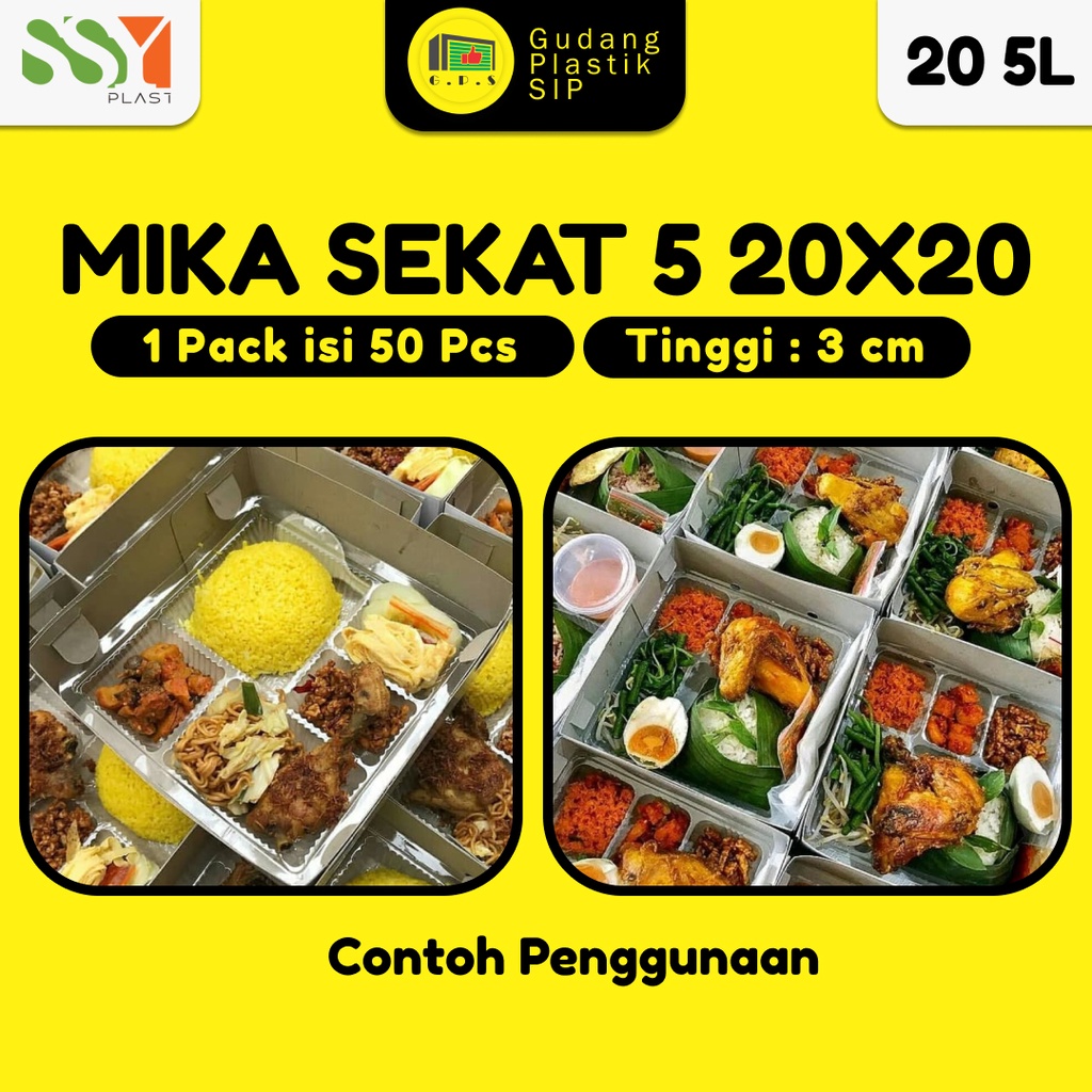 Mika Dus Nasi Sekat 5 Bening UK 20x20 Isi 50pc