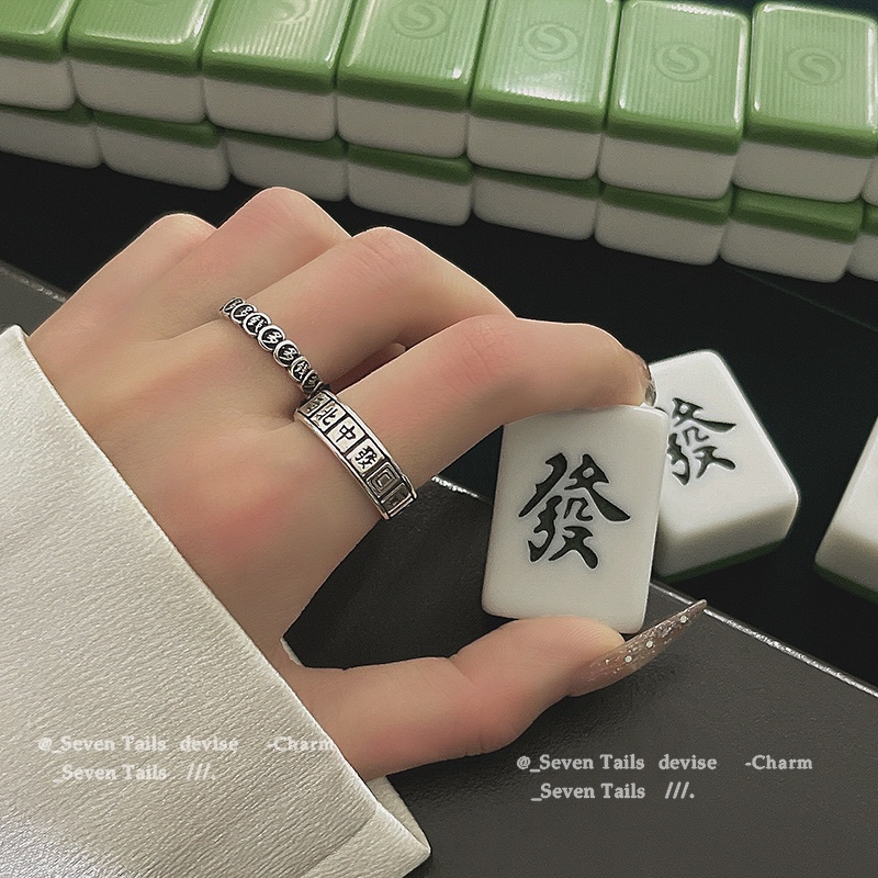 Qian Duoduo Cincin Mahjong Gaya Retro Untuk Aksesoris