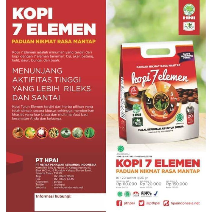 

KOPI 7 SEVEN ELEMEN HPAI isi 20 sachet /box - TANPA POIN⠀