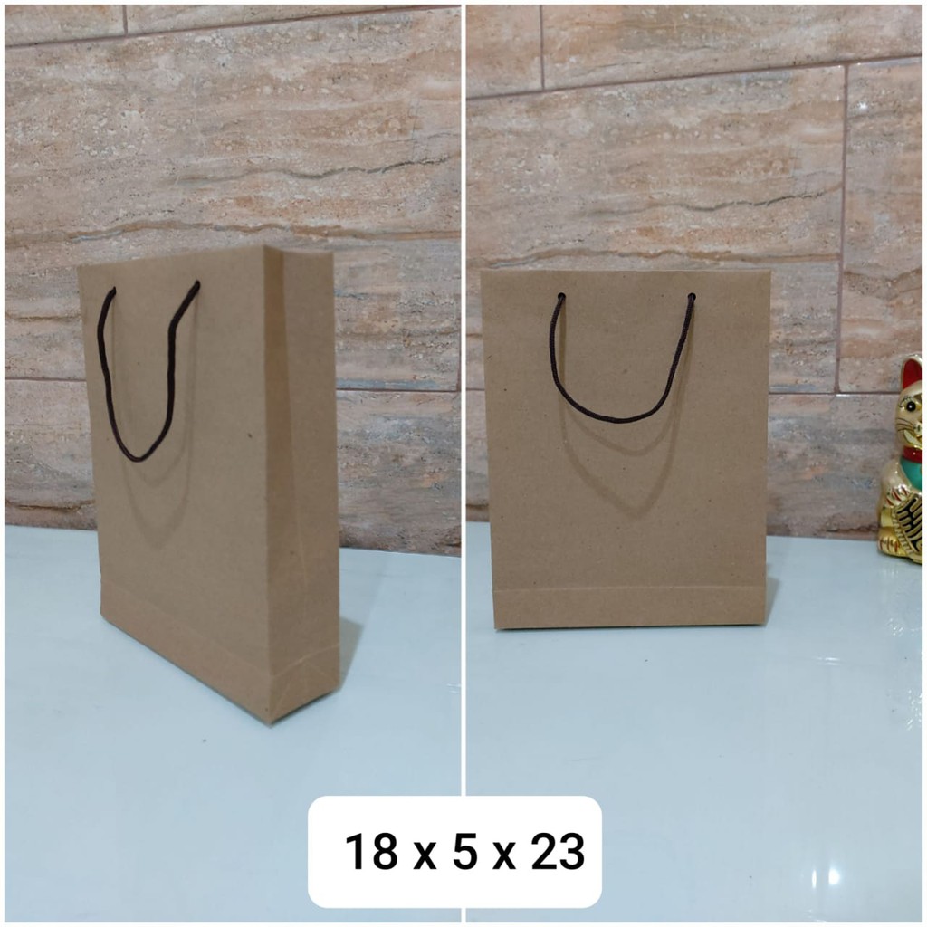 Paperbag Souvenir , Tas Souvenir Coklat Polos Uk. 18 x 5 x 23 cm