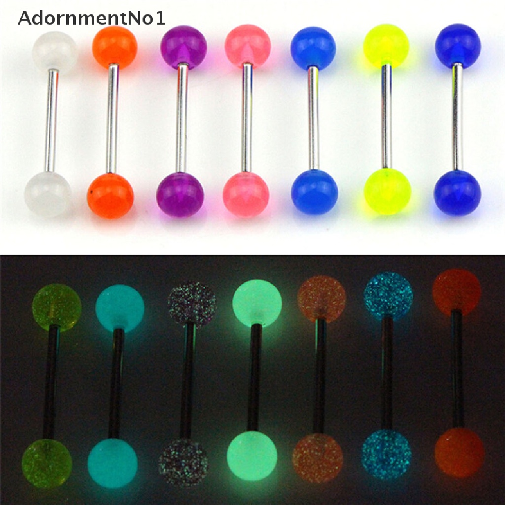 (AdornmentNo1) 7pcs / Set Anting Tindik Lidah / Tubuh Bentuk Barbel Glow In The Dark