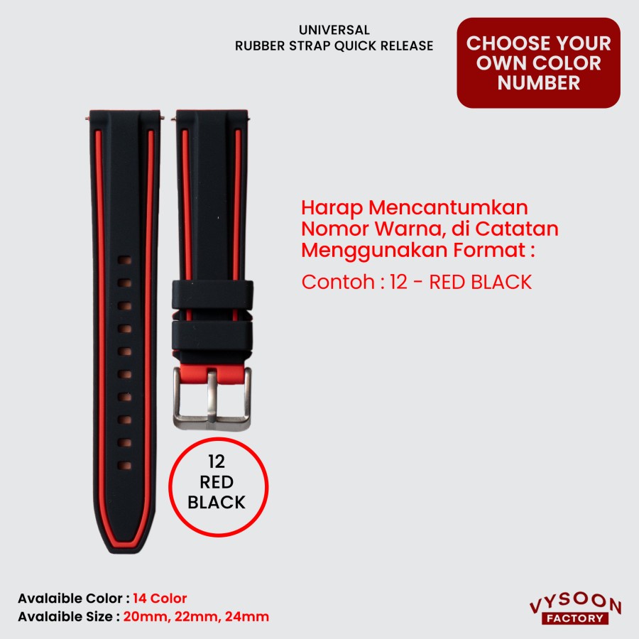 Strap Tali Karet Jam Tangan Rubber 22mm 24mm Quick Release