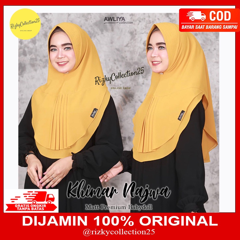 [TERMURAH] KHIMAR AWLIYA COLLECTION / KHIMAR NAJWA ORI AWLIYA /JILBAB CERUTI TERBARU BABYDOLL