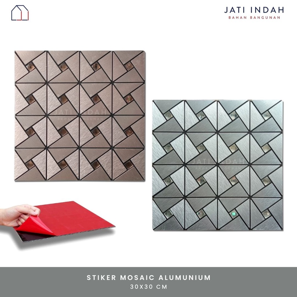 Stiker Mosaik Aluminium 30x30cm / Sticker Mosaic Dinding / Backsplash Mozaik