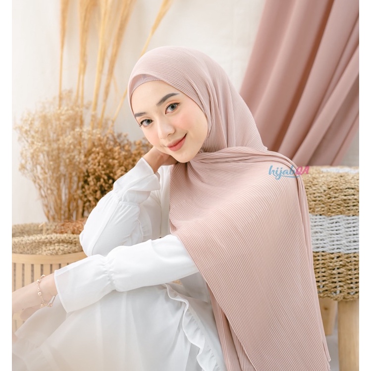 HIJABQA - Pleated Pashmina / Pashmina Full Plisket Tanpa Garis Tengah