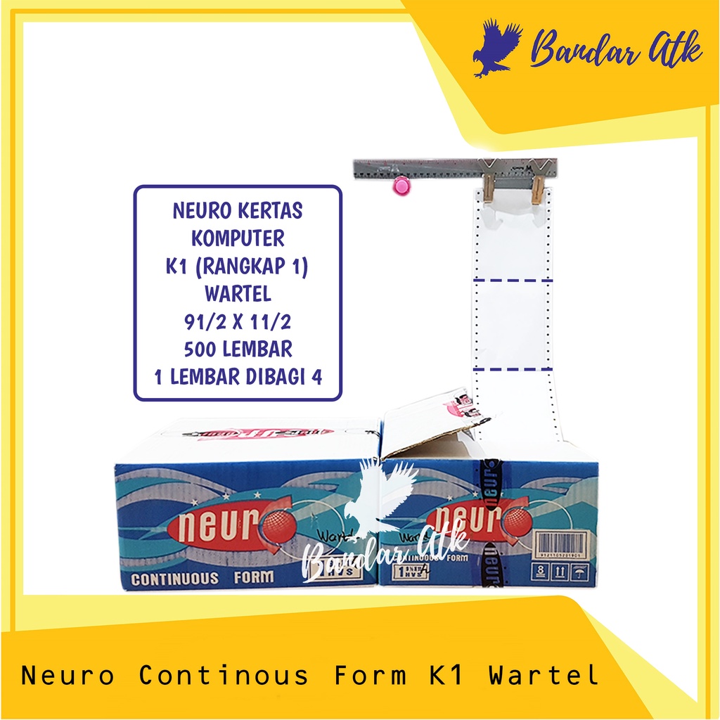 

NEURO Continous Form 91/2 x 11/2 1PLY/2 [K1 WARTEL NEURO] HVS Kertas Komputer [1 DUS]