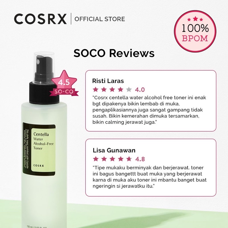 COSRX Centella Water Alcohol-Free Toner 150 ml | Toner Hidrasi dengan Centella Asiatica Hydrating Toner Face Toner Cica