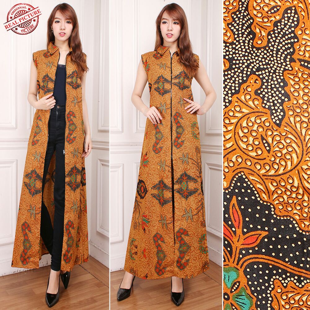 Putri Blazer 2in1 batik dress maxi panjang  wanita fit to XL