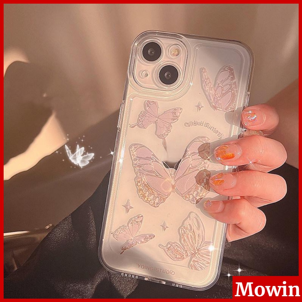 iPhone Case Clear Case Soft Thick TPU Shockproof Super Transparent Protection Camera Plating Button Luxury Butterfly For iPhone 13 Pro Max iPhone 12 Pro Max iPhone 11 iPhone 7 Plus