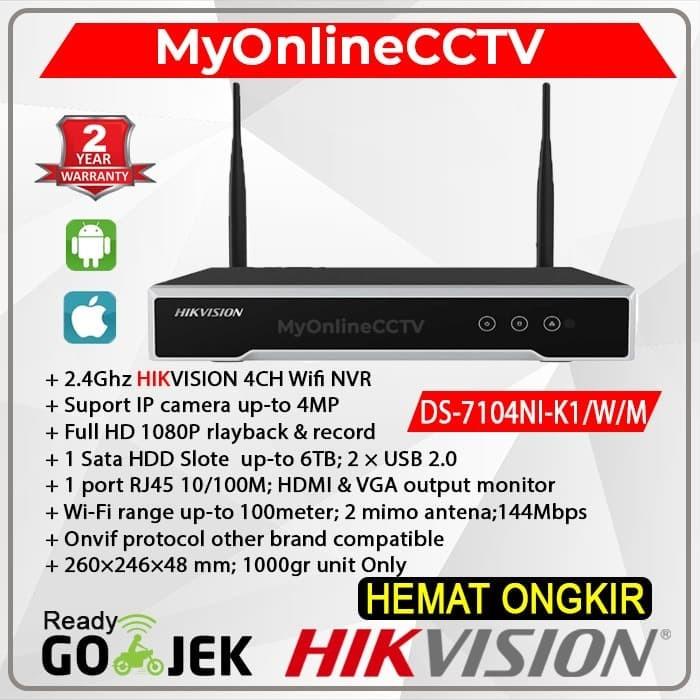 Ds-7104Ni-K1/W/M Hikvision Nvr 4Ch Perekam Ip Cam Cctv Wireless Wifi
