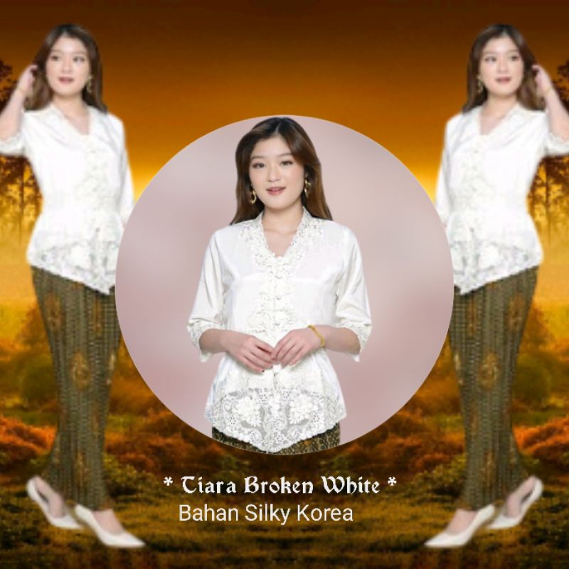 Atasan Kebaya Encim Senada Modern Silky Korea Kombinasi Brukat Bordir