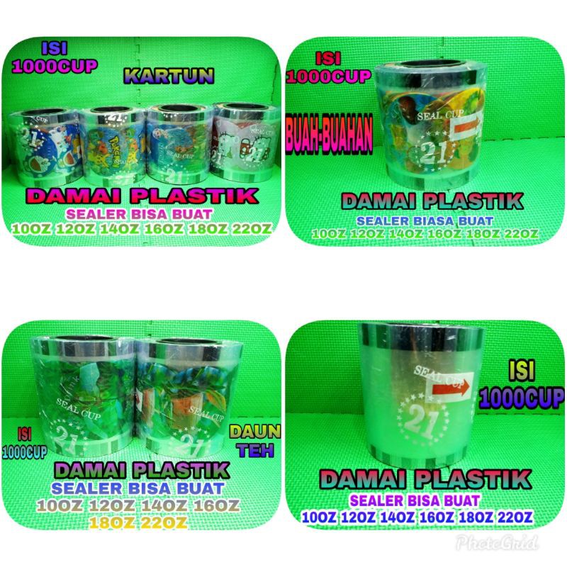 Isi:12roll Seal Cup Sealer Polos Buah Daun Teh Kartun Drink 4in1 Korea THANK YOU HITAM 1 DUS