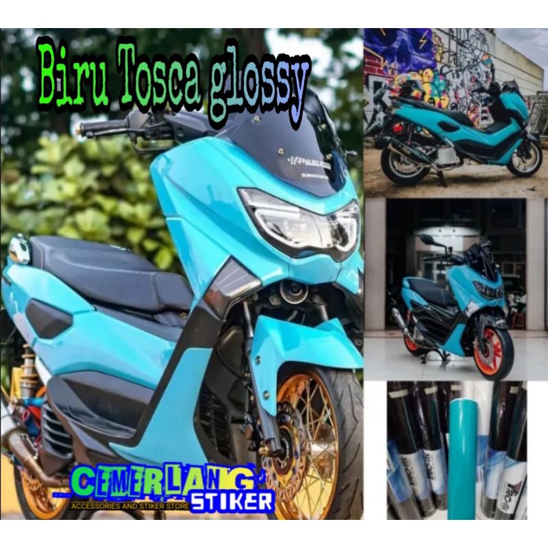 Stiker skotlet biru tosca skotlet motor biru tosca glossy