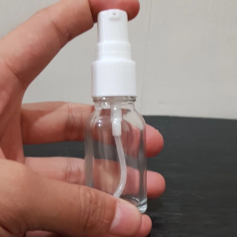 botol pump treatment 15ml kaca bening tebal