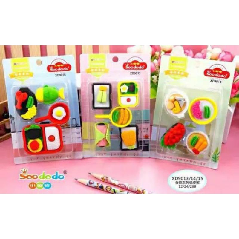 

GROSIR MURAH ERASER PENGHAPUS UNIK KARACTER LUNCH BOX SUSHI SOODODO