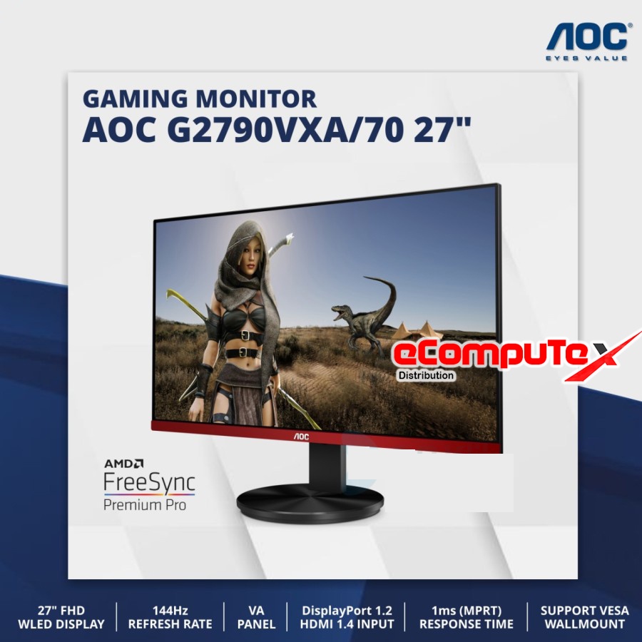 MONITOR LED GAMING AOC G2790VXA/70 27&quot; 144hz FHD HDMI  DP - G2790VXA / MONITOR AOC G2790VXA 27 INCH